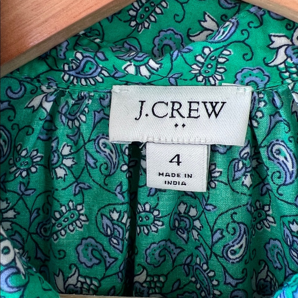 J. Crew Factory Green Floral Mini Shirt Dress - Picture 4 of 11